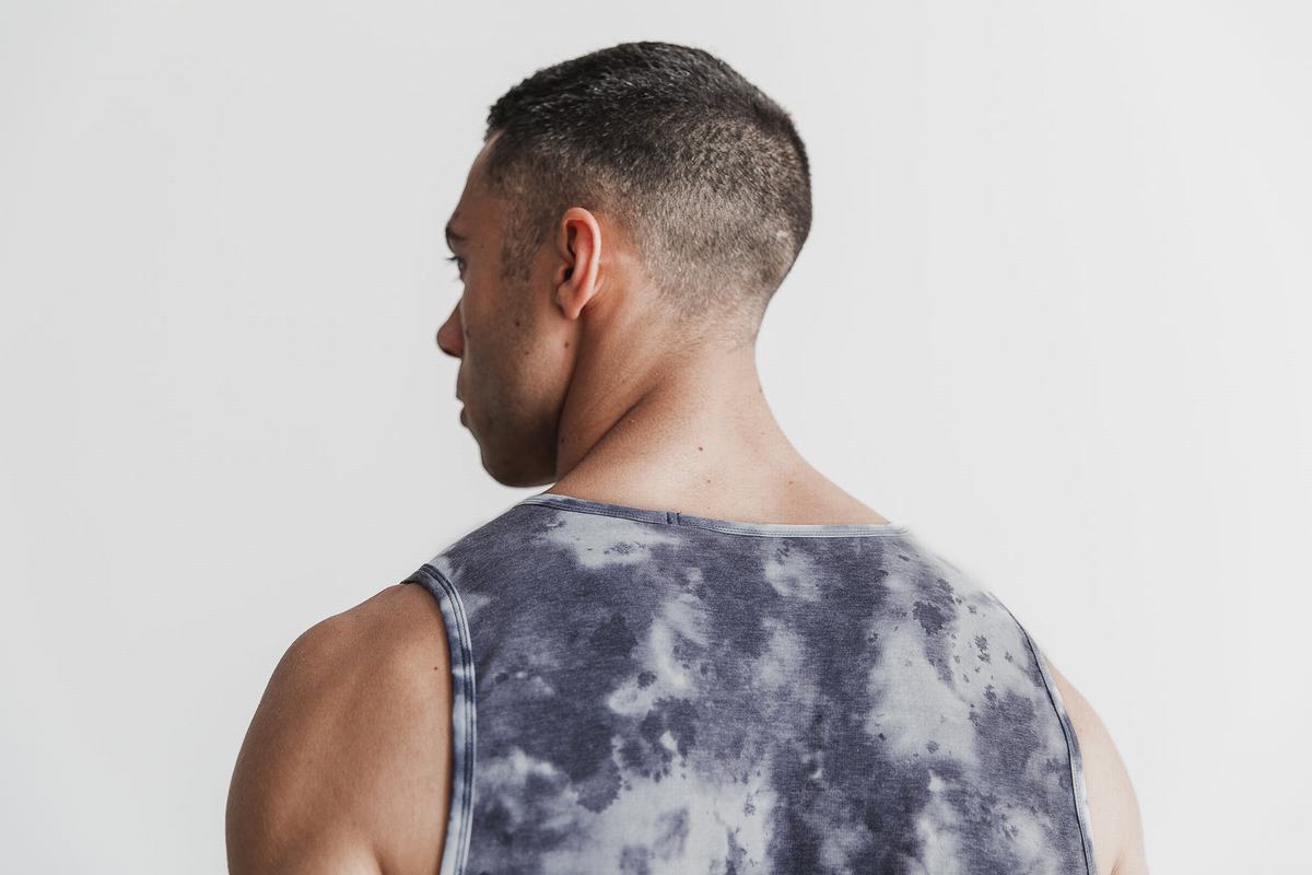 Nobull Tie-Dye Men's Tank Tops White Black | Australia (GT6538)